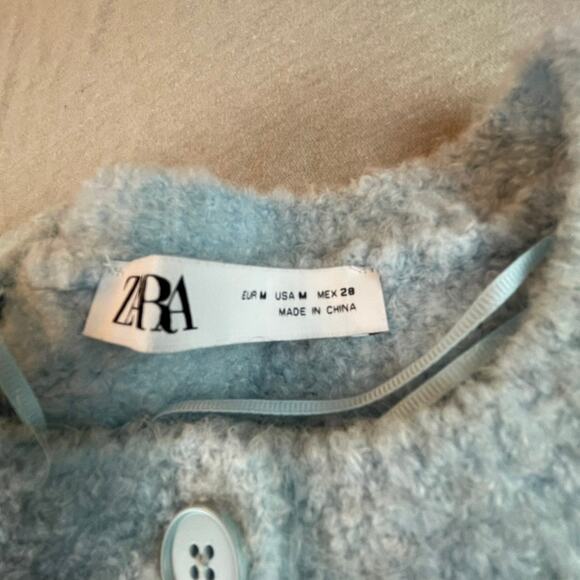 Bundle Zara Chunky Knit Sweaters Cardigan Blue Gray Embroidered S M - Picture 5 of 6